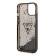 Custodia per iPhone 14 Guess Liquid Glitter Translucent Triangle Logo Nero
