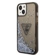 Custodia per iPhone 14 Guess Liquid Glitter Translucent Triangle Logo Nero