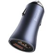 Autoladegerät Baseus Golden Contactor Pro Dual 2x USB Schnellladegerät Dunkelgrau + USB-Kabel auf Typ-