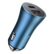 Autoladegerät USB und Typ C Baseus Golden Contactor Pro Dual Schnellladegerät Blau + Kabel Typ C an