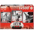 Puzzle Educa - Paris, London, New York, 3x500 Teile, mit kleber