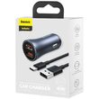 Autoladegerät Baseus Golden Contactor Pro Dual 2x USB Schnellladegerät Dunkelgrau + USB-Kabel auf Typ-
