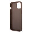 Custodia Guess in pelle per iPhone 14 4G con logo in metallo Marrone