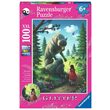 Puzzle 100 piese Ravensburger - Scufita Rosie Si Lupul, cu sclipici