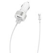 Set Incarcator Auto Devia  Smart Series Dual USB  2.4A cu cablu USB la Lightning (MFI)  White 