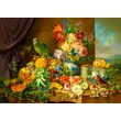 Puzzle 1000 pièces Enjoy - Josef Schuster : Nature morte avec des fleurs fruitées et un perroquet