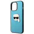 iPhone 13/13 Pro Hülle Karl Lagerfeld Leder Ikonik Karl`s Head Metal Blue