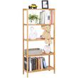 Scaffale portaoggetti, Songmics, bambù, 5 ripiani, naturale, 10 kg, 60x26x130 cm