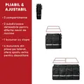 Organizer per bagagliaio auto premium, multifunzionale, impermeabile con maniglie in alluminio, pieghevole, nero