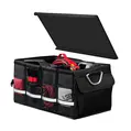 Organizer per bagagliaio auto premium, multifunzionale, impermeabile con maniglie in alluminio, pieghevole, nero