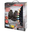 Set coprisedili anteriori premium per auto in velluto, Walser, universali, compatibili con sedili con airbag, con cerniera, nero, 2 pz