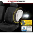 Set coprisedili anteriori premium per auto in velluto, Walser, universali, compatibili con sedili con airbag, con cerniera, nero, 2 pz