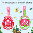 Maschera da snorkeling con tubo per bambini, modello squalo, rosa