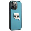 iPhone 13/13 Pro Hülle Karl Lagerfeld Leder Ikonik Karl`s Head Metal Blue