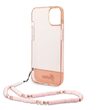 Custodia per iPhone 14 Plus Guess TPU Camera Outline cinturino traslucido rosa