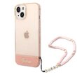 Custodia per iPhone 14 Plus Guess TPU Camera Outline cinturino traslucido rosa