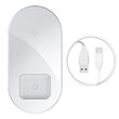 Draadloze oplader 15W Baseus Simple 2 in 1 Wit