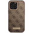 Funda para iPhone 14 Pro Guess 4G con placa del logotipo MagSafe marrón