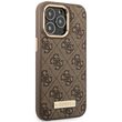 Funda para iPhone 14 Pro Guess 4G con placa del logotipo MagSafe marrón