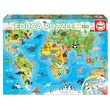 Puzzle Educa - Weltkarte der Tiere, 150 Teile