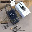 Compressore d'aria digitale wireless per auto 7,4 V, 70 W, 150 PSI, 18 L/min, Roll Fast, auto, bicicletta, moto, palloni, vari altri oggetti gonfiabili, powerbank 2 x 2000 mAh, portatile, display digitale, torcia LED, luce SOS, custodia, nera