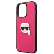iPhone 13 Pro case Karl Lagerfeld Leather Ikonik Karl`s Head Metal Pink
