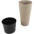 Vaso da fiori decorativo, Prosperplast, Rato, simil rattan, rotondo, alto, marrone, 40x76,3 cm