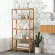 Scaffale portaoggetti, Songmics, bambù, 5 ripiani, naturale, 10 kg, 60x26x130 cm