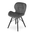 Sedia in stile scandinavo, Artool, Lago Velvet, velluto, legno, grigio e nero, 47x52x73,5 cm