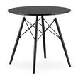 Tavolo in stile scandinavo, Artool, rotondo, MDF e legno, nero, 80x72 cm