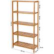 Scaffale portaoggetti, Songmics, bambù, 5 ripiani, naturale, 10 kg, 60x26x130 cm