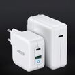 Cargador Choetech Red Carga Rápida Dual USB-A/USB-C PD 65W EU, Blanco