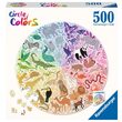Puzzle 500 Teile rund Ravensburger - Farbkreis - Tiere