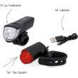 Kit luci bici Twin Fischer, angolo 360°, ricarica USB, Led 30 lux