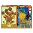 Puzzle Educa - Vincent Van Gogh: Sonnenblumen + Caféterrasse bei Nacht, 2x1000 Teile, inklusive Kleber