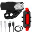 Kit freins et phares de vélo, Springos, LED, 6/4 modes d'éclairage, aluminium et plastique, chargement USB, 6,5x3,5x2,5 cm