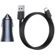 Autoladegerät Baseus Golden Contactor Pro Dual 2x USB Schnellladegerät Dunkelgrau + USB-Kabel auf Typ-