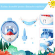Maschera da snorkeling con tubo per bambini, modello squalo, blu