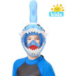 Maschera da snorkeling con tubo per bambini, modello squalo, blu