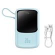 Baseus External battery Q Pow Digital Display 20000mAh, 20W, Lightning, Type-C, USB, USB-C cable, 3A, Blue
