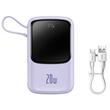 Baseus External battery Q Pow Digital Display 20000mAh, 20W, Lightning, Type-C, USB, USB-C cable, 3A, Purple