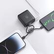 PowerLocus External battery 10000mAh, 20W PD Fast Charging, built-in Type-C and Lightning cables, Black