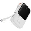 Baseus External battery Q Pow Digital Display Quick Charge, QC/PD, 10000mAh, 22.5W, integrated Type-C cable, White