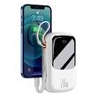 Baseus Batteria esterna Q Pow Display digitale Ricarica rapida, QC/PD, 20000mAh, 20W, cavo Lightning integrato, Bianco