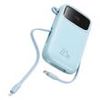 Baseus External battery QPow Pro+ 10000mAh, 22.5W, Lightning, 2xType-C, USB, USB-C cable 30 cm, Blue