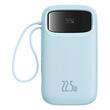Baseus External battery QPow Pro+ 10000mAh, 22.5W, Lightning, 2xType-C, USB, USB-C cable 30 cm, Blue