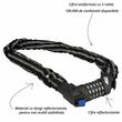 Catena antifurto riflettente per bicicletta, Fischer, con codice, lunghezza 80 cm, spessore maglia in acciaio 8 mm