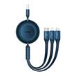 Cavo Baseus Bright Mirror 2 Retrattile 3 in 1 da USB a MicroUSB, Lightning e Type-C, Ricarica rapida Blu