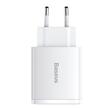 Baseus Network Charger Compact Quick Charge 30W, 2 x USB 5V/3A, 1 x USB Type-C 5V/3A, White