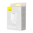 Baseus Network Charger Compact Quick Charge 30W, 2 x USB 5V/3A, 1 x USB Type-C 5V/3A, White